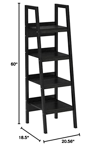 Ameriwood Home Lawrence 4 Shelf Ladder Bookcase Bundle, Black