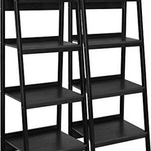 Ameriwood Home Lawrence 4 Shelf Ladder Bookcase Bundle, Black