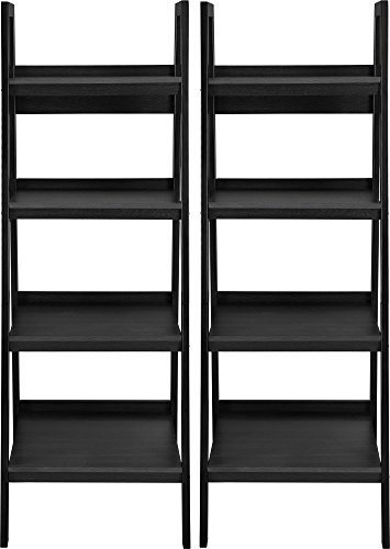 Ameriwood Home Lawrence 4 Shelf Ladder Bookcase Bundle, Black