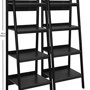 Ameriwood Home Lawrence 4 Shelf Ladder Bookcase Bundle, Black