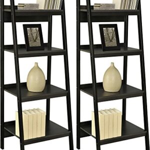 Ameriwood Home Lawrence 4 Shelf Ladder Bookcase Bundle, Black