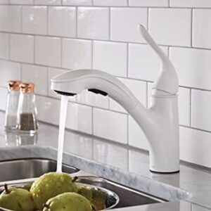 Moen 87557W Brecklyn Single-Handle Pull-Out Sprayer Kitchen Faucet with Power Clean, 59" Hose Length, Glacier