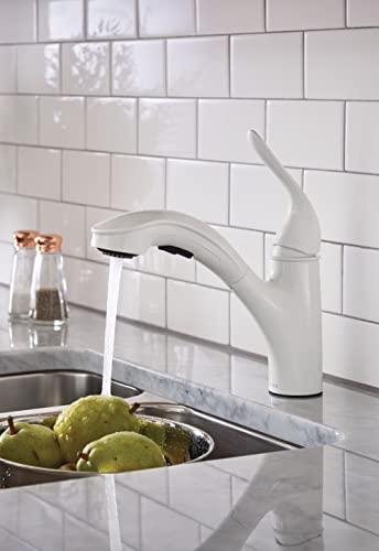 Moen 87557W Brecklyn Single-Handle Pull-Out Sprayer Kitchen Faucet with Power Clean, 59" Hose Length, Glacier