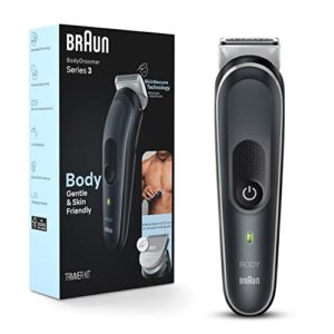 braun body groomer series 3 3340, body groomer for men, for chest, armpits, groin, manscaping & more, incl. 2 combs for 1 mm – 3 mm lengths, skinsecure technology for gentle use, washable,