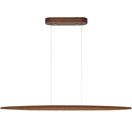 YISDESIGN 51" LED Dimmable Wooden Linear Pendant Lighting Island Lights for Dining Room Bar Kitchen Island Hanging Light Fixture Walnut Color