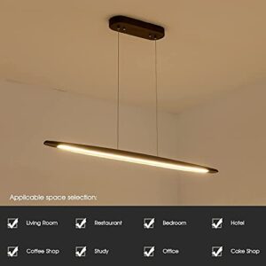 YISDESIGN 51" LED Dimmable Wooden Linear Pendant Lighting Island Lights for Dining Room Bar Kitchen Island Hanging Light Fixture Walnut Color