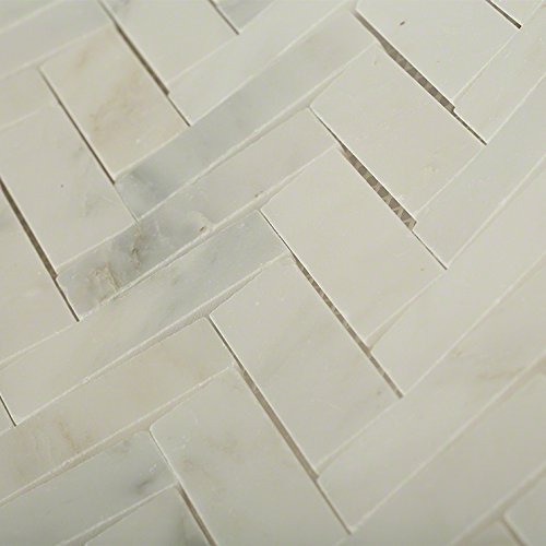 Splashback Tile ORIENTAL HERRINGBONE Oriental Sculpture Herringbone 12" x 8mm Marble Mosaic Floor and Wall Tile