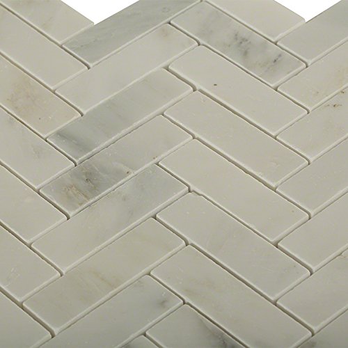 Splashback Tile ORIENTAL HERRINGBONE Oriental Sculpture Herringbone 12" x 8mm Marble Mosaic Floor and Wall Tile