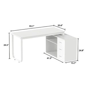 Homsee Home Office Computer Desk Corner Desk With 3 Drawers And 2 