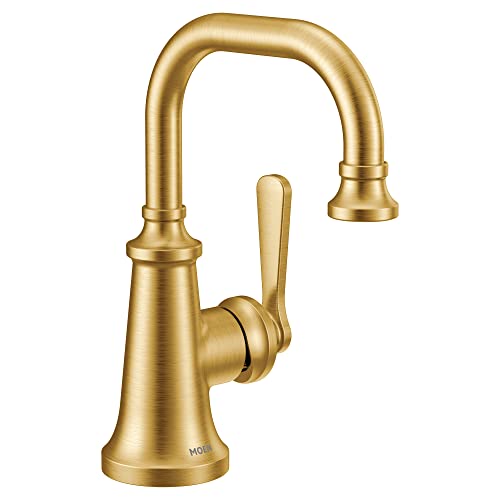 Moen S44101BG Colinet One-Handle Single Hole Traditional Bathroom Sink Faucet, Brushed Gold