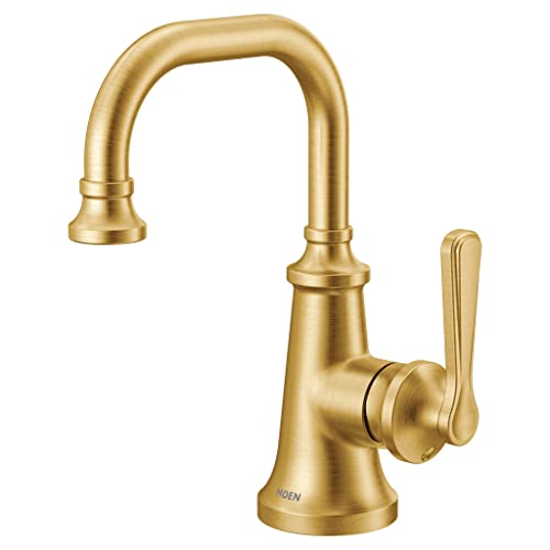 Moen S44101BG Colinet One-Handle Single Hole Traditional Bathroom Sink Faucet, Brushed Gold