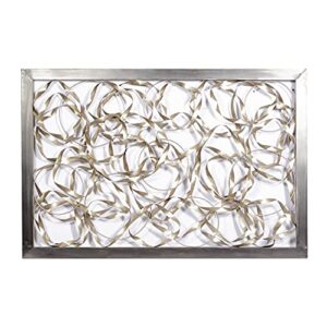 deco 79 metal abstract coiled ribbon wall decor with black frame, 60″ x 2″ x 40″, silver