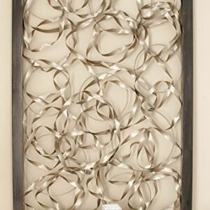 Deco 79 Metal Abstract Coiled Ribbon Wall Decor with Black Frame, 60" x 2" x 40", Silver