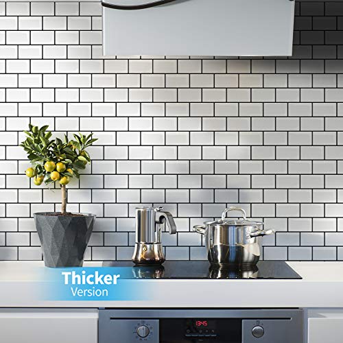 Art3d Subway Tiles Peel and Stick Backsplash (10 Tiles, Thicker Design)