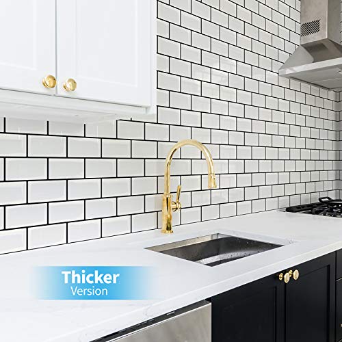 Art3d Subway Tiles Peel and Stick Backsplash (10 Tiles, Thicker Design)