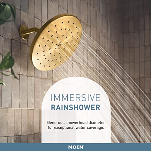 Moen Conway Spot Resist Brushed Nickel Bathroom Tub and Shower Trim Kit featuring Square Showerhead, Shower Handle, and Tub Spout, with Posi-Temp Valve Included, 82922SRN