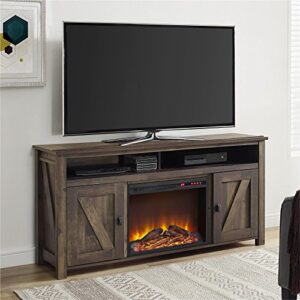 Ameriwood Home Farmington Electric Fireplace TV Console for TVs up to 60", Rustic & Farmington Night Stand, Rustic,Small, Century Barn Pine -