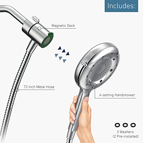 Moen N400H0CH Quattro Handheld Four Unique Shower Experiences and Magnetix Dock, Chrome