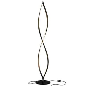 brightech twist floor lamp, bright tall lamp for offices, modern led spiral lamp for living rooms, dimmable standing lamp with sturdy base for bedroom reading, great living room decor – black