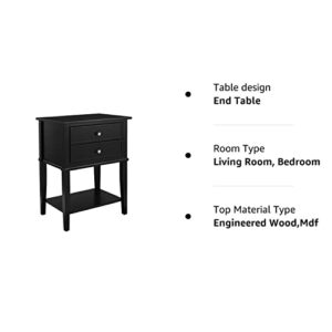 Ameriwood Home Franklin Accent Table 2 Drawers, Black