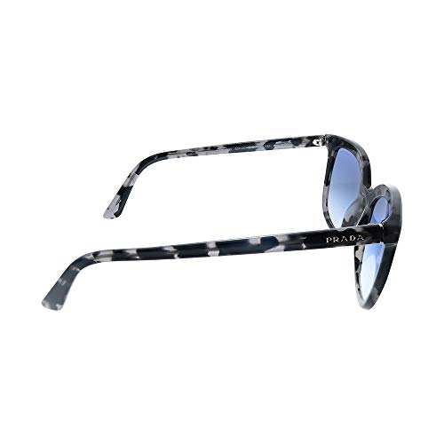 Prada PR 03XS 5 1072 Grey Havana Plastic Pillow Sunglasses Blue Mirror Lens