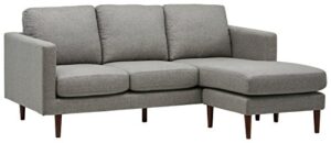 amazon brand – rivet revolve modern upholstered sofa with reversible sectional chaise, 80″w, grey weave