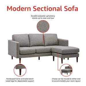 Amazon Brand – Rivet Revolve Modern Upholstered Sofa with Reversible Sectional Chaise, 80"W, Grey Weave