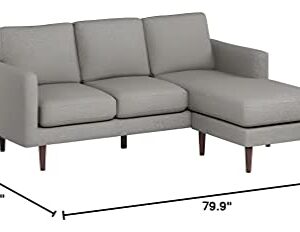 Amazon Brand – Rivet Revolve Modern Upholstered Sofa with Reversible Sectional Chaise, 80"W, Grey Weave