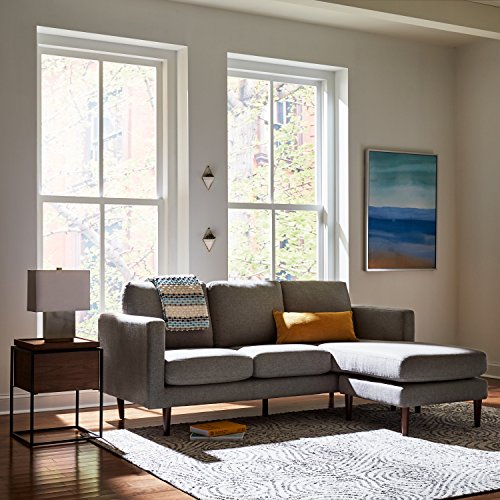 Amazon Brand – Rivet Revolve Modern Upholstered Sofa with Reversible Sectional Chaise, 80"W, Grey Weave