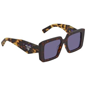 prada pr 23ysf 2au05q tortoise plastic square sunglasses violet mirror lens