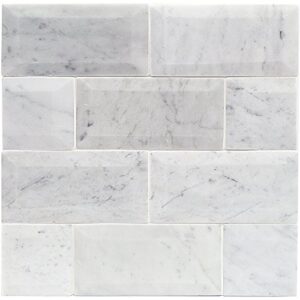 speranza carrera beveled 3×6 polished marble tile