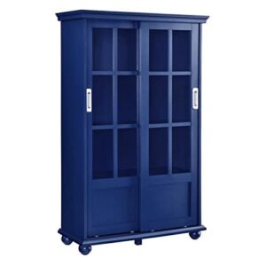 ameriwood home aaron lane 4 tier bookcase with sliding glass doors, blue