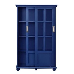 Ameriwood Home Aaron Lane 4 tier Bookcase with Sliding Glass Doors, Blue