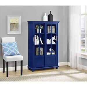 Ameriwood Home Aaron Lane 4 tier Bookcase with Sliding Glass Doors, Blue