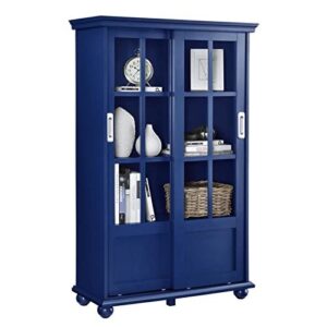 Ameriwood Home Aaron Lane 4 tier Bookcase with Sliding Glass Doors, Blue