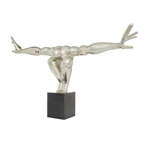 Deco 79 Aluminum Diver Sculpture, 30" x 5" x 17", Silver