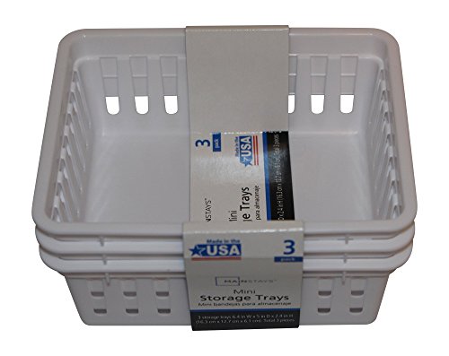 Mini Storage Trays Bin Bundle- Basic Square 3pk, Slim Plastic Storage Trays Basket 3pks, Rectangular 2pk -White