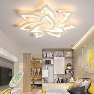 led dimmable ceiling light modern flower shape ceiling lamp fixture living room bedroom children’s room flush hanging lamp metal acrylic petal ceiling chandelier lighting,10 heads/ ø33.5″/88w