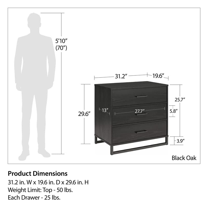 Ameriwood Home Monterey 4 Drawer Dresser in Black Oak