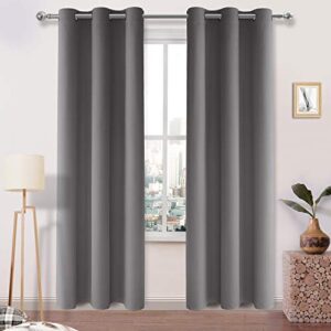 dwcn light grey blackout curtains – room darkening thermal insulated living room and bedroom curtains 38 x 84 inch length, set of 2 window curtain panels