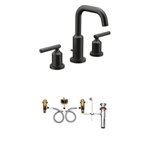 moen t6142bl-9000 gibson two-handle widespread bathroom faucet with valve, matte black