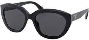 prada pr 16xs 1ab5s0 black plastic geometric sunglasses grey lens