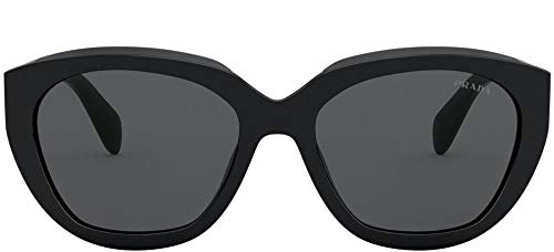 Prada PR 16XS 1AB5S0 Black Plastic Geometric Sunglasses Grey Lens