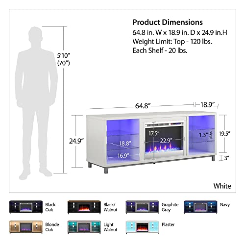 Ameriwood Home Fireplace TV Stand for TVs up to 70", White