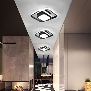 CANEOE Small Ceiling Light Modern LED Acrylic Square Ceiling Lamp Cool White 6000K Lighting Fixtures for Bedroom Kitchen Living Room Study Hallway Small Asile Lamp Corridor Lights (Black)