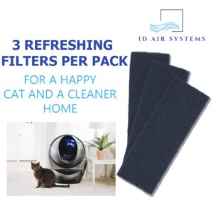 ID Air Systems Replacement Filters Compatible with Litter-Robot 3, Activated Charcoal Cat Litter Box Filters Eliminate Odors and Keep Your Home Fresh, Easy Installation, Qty. 3