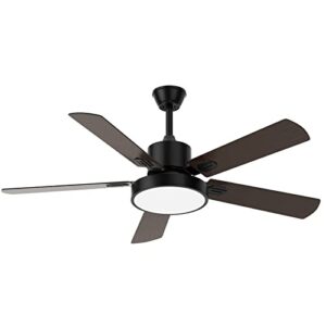 beclog black outdoor ceiling fans, 52″ ceiling fans with lights, 6-speed reversible dc motor-black