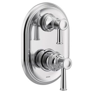 moen ut3322 belfield m-core 3-series 2-handle shower trim with integrated transfer, valve required, chrome
