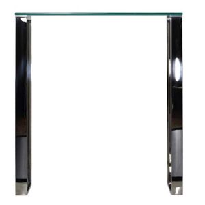 Cortesi Home Forli Small Entry Way Console Table Contemporary Glass and Stainless Steel Finish 28 in Wide Accent, Silver and Clear