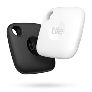 tile mate (2022). bluetooth tracker, keys finder and item locator for keys, bags and more; up to 250 ft. range. water-resistant. phone finder. ios and android compatible. 2 count (pack of 1)
